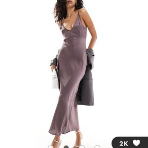 Elegant Purple Satin Slip Dress